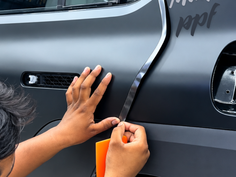 Professional matte PPF installation on a car at Dropout Car Care in Greater Noida West