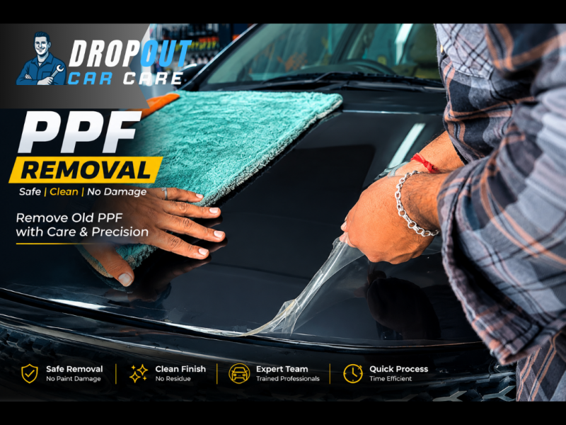Professional PPF removal service at Dropout Car Care in Greater Noida West