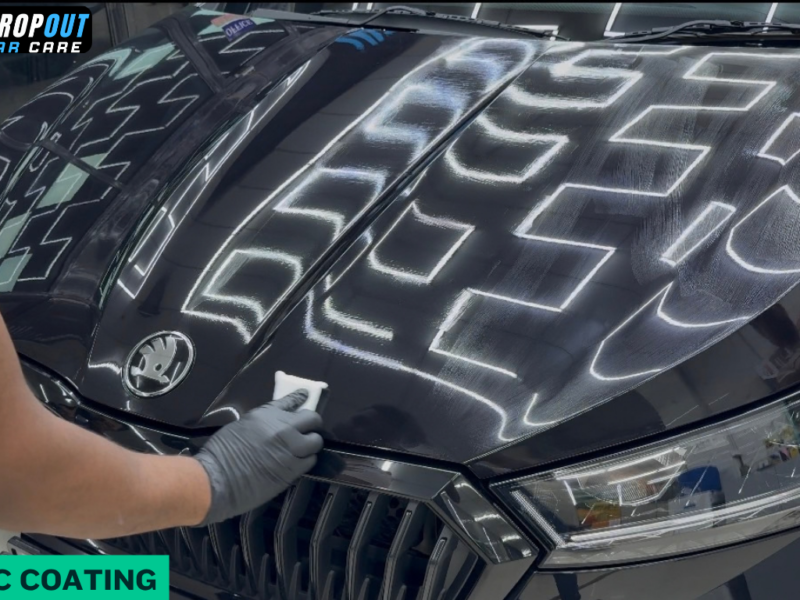 Black Škoda Slavia ceramic coating by Dropout Car Care